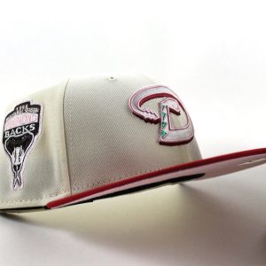 Arizona Diamondbacks 1998 Inaugural Season New Era 59Fifty Fitted Hat (Chrome White Scarlet Red Pink Under Brim)
