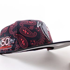 Atlanta Falcons 50th Anniversary New Era 59Fifty Fitted Hat (Red Paisley Black Gray Under Brim)&nbsp;