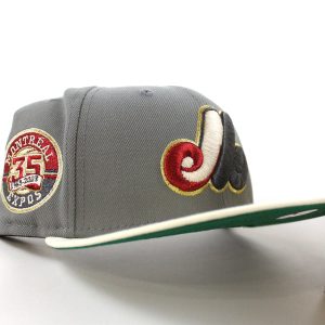 Montreal Expos 35th Anniversary New Era Fitted 59Fifty Hat (Misty Morning Chrome White Green Under Brim)