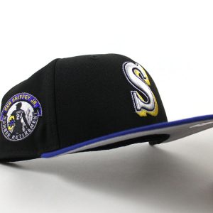 Seattle Mariners Hall of Fame Ken Griffey Jr. New Era 59Fifty Fitted Hat (Black Royal Blue Gray Under Brim)