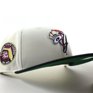 TAMPA YANKEES Florida State League Patch New Era 59Fifty Fitted Hat (Chrome White Navy  Green Under Brim)